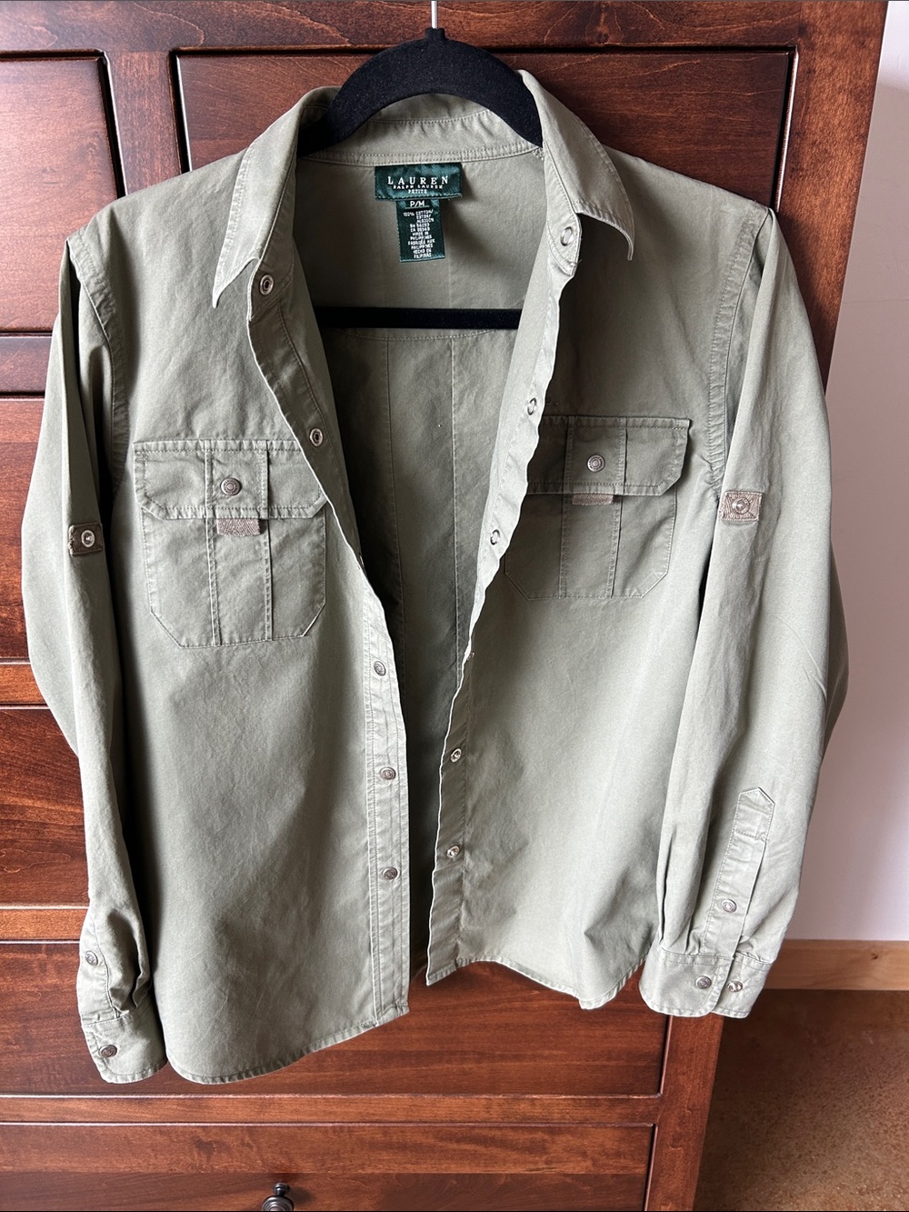 Lauren Ralph Lauren Olive Utility Button-Down Shirt